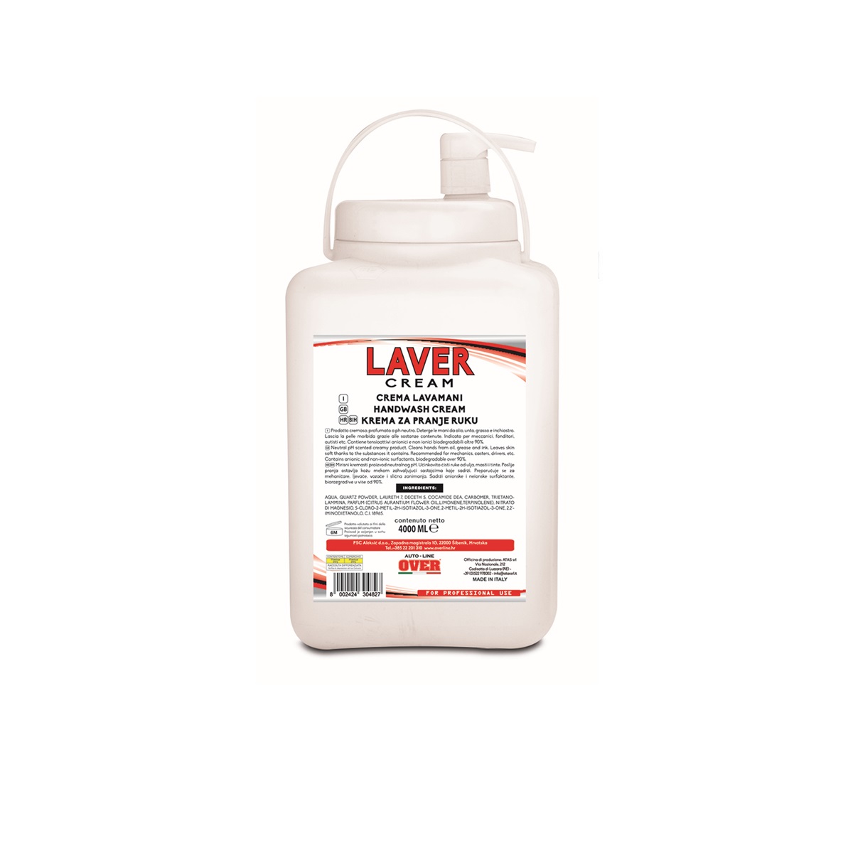 OVER Laver Cream 4000ml - Krema za pranje ruku s dozatorom
